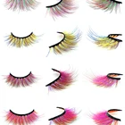 False Eyelashes Black Eyelash 3D Colorful Silk Faux Mink Synthetic False Eyelashes Black Band And Clear Band Color Eyelash