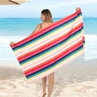 Beach Beach Eco-friendly Summer Large Custom Printed Designer Microfibre Sand Proof Beach Towel Striped