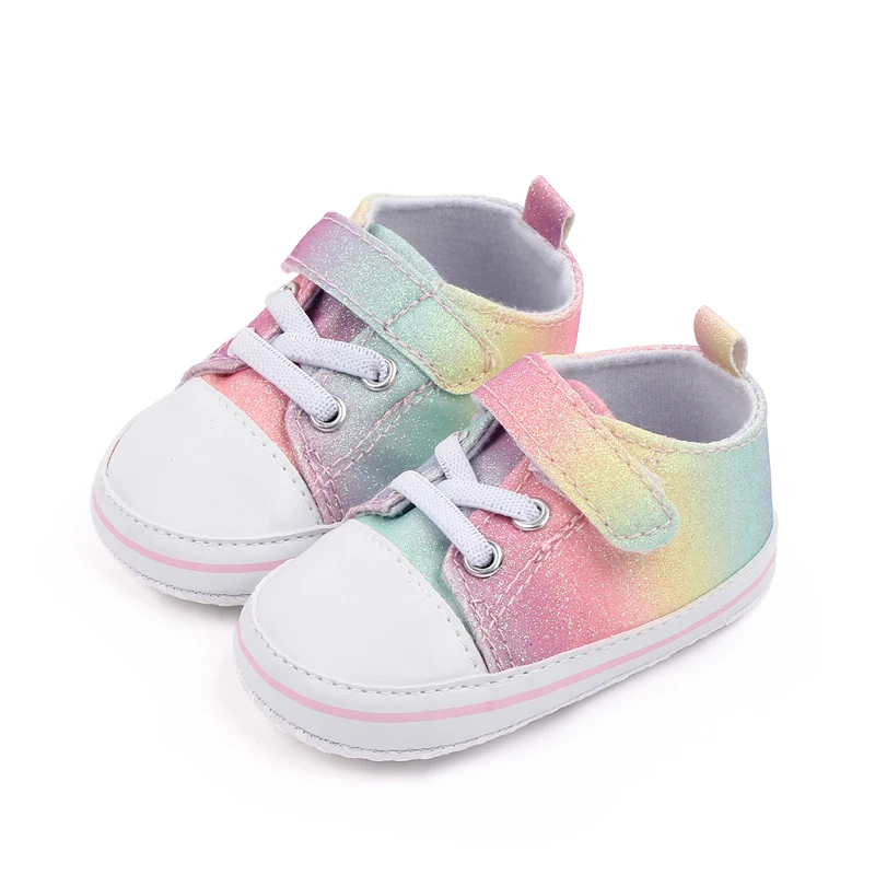 New Arrival Bling rainbow Color Canvas Baby Sneakers Shoes Toddler Shoes Unisex factory