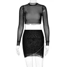 Skirt 2021 Spring New Perspective Long Sleeve Blouse Slim Body Wrap Hip Skirt Women