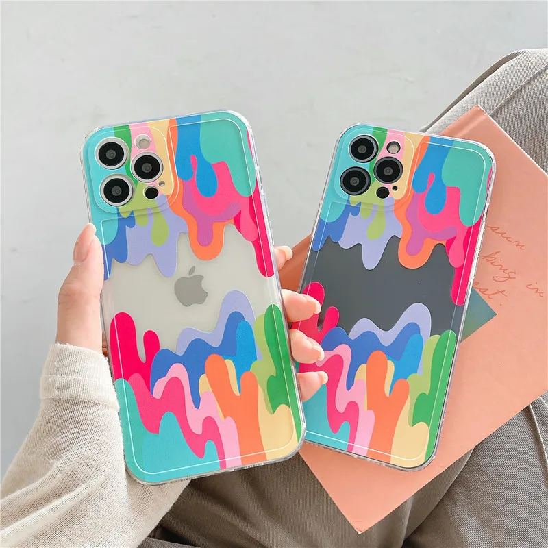 Clear TPU Graffiti shockproof phone case printing for iphone 12 13 pro max cover