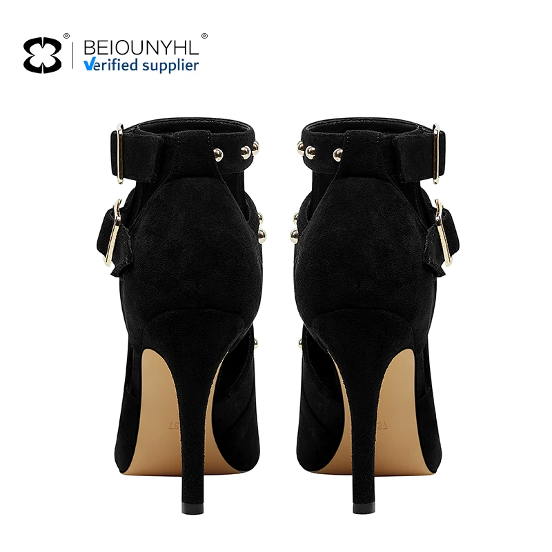 2024 Custom Logo Summer Large Size Round Peep Toe Sandals New European And American Fashion High heeled Womens Sandals Boots