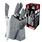 Set Knife Set With Block Kitchen King 7 Pcs Knife Set Marble Handle With Block Art Decor Kitchen Gift Set