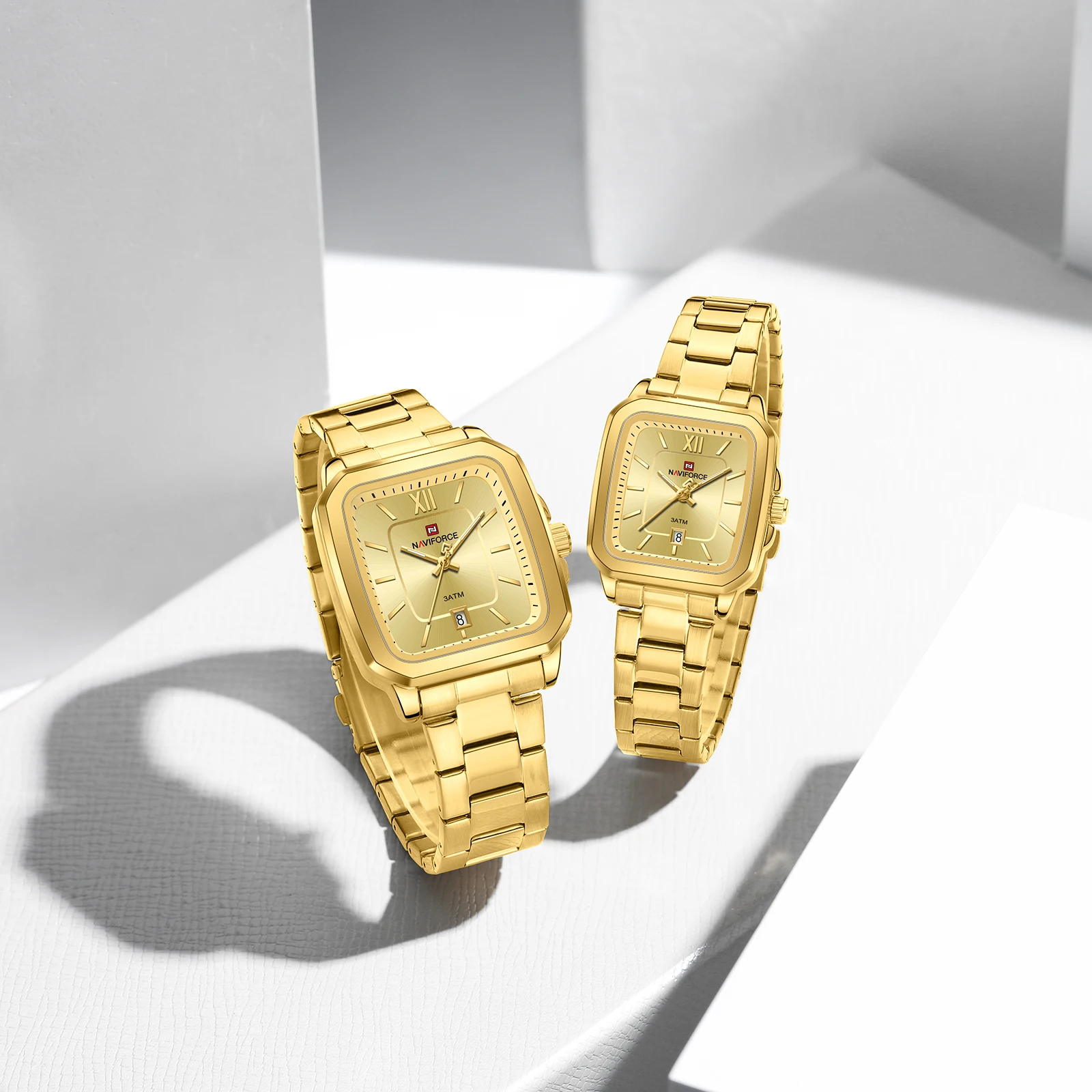 NAVIFORCE 9239 High Quality Men Women Quartz Watch Stainless Steel Strap Casual Square Waterproof Wristwatch Relogio Feminino