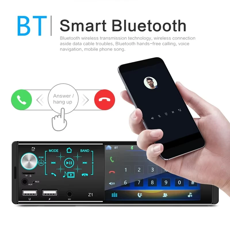 4.1inch Portable Car Stereo Dual USB HD Touch Screen for Bluetooth MP5 Player Colorful Lights Autoradio Car Radio CD for DVD VCD