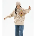 Knit Cartoon Streetwear Loose Knitted L Crew Neck Pullover Autumn Knit Women Sweater Unisex