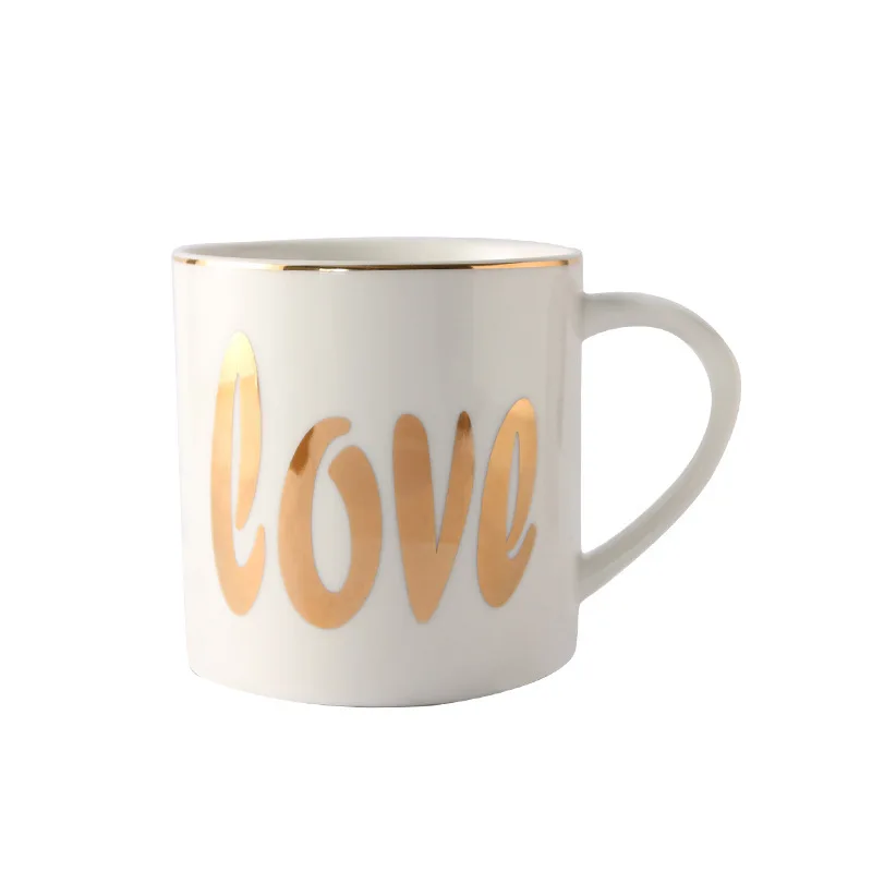 High Quality Printed Golden heart Print Designs 300 ML Mugs Golden with gold Handles Rim