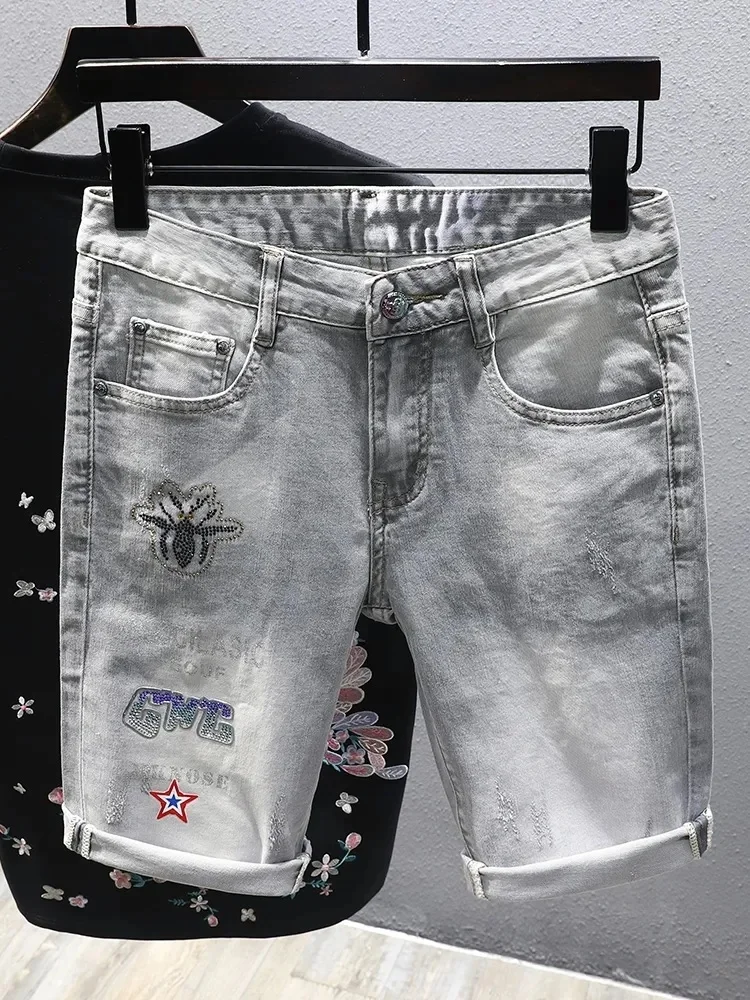 New Arrival Trending 2024 Men High Quality Denim Shorts Sizes Men Elastic Waist Bermuda Denim Cheap Price Men Denim Short