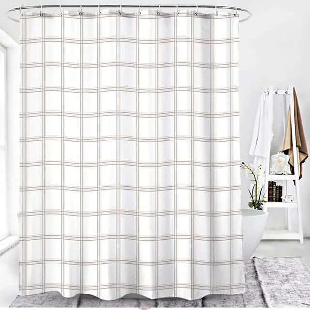 Popular bathroom modern customized size waterproof 100 polyester shower curtain