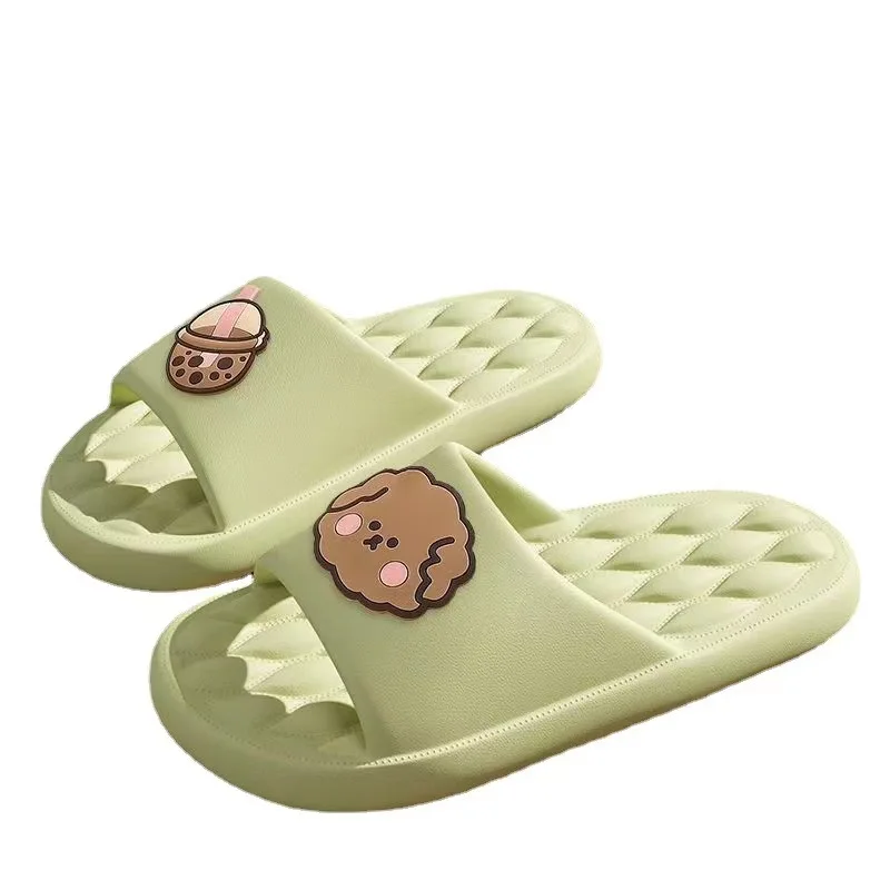 Puppy slippers female summer household Korean version of rhombic slippers bathroom non-slip bath sandals for women cross-border
