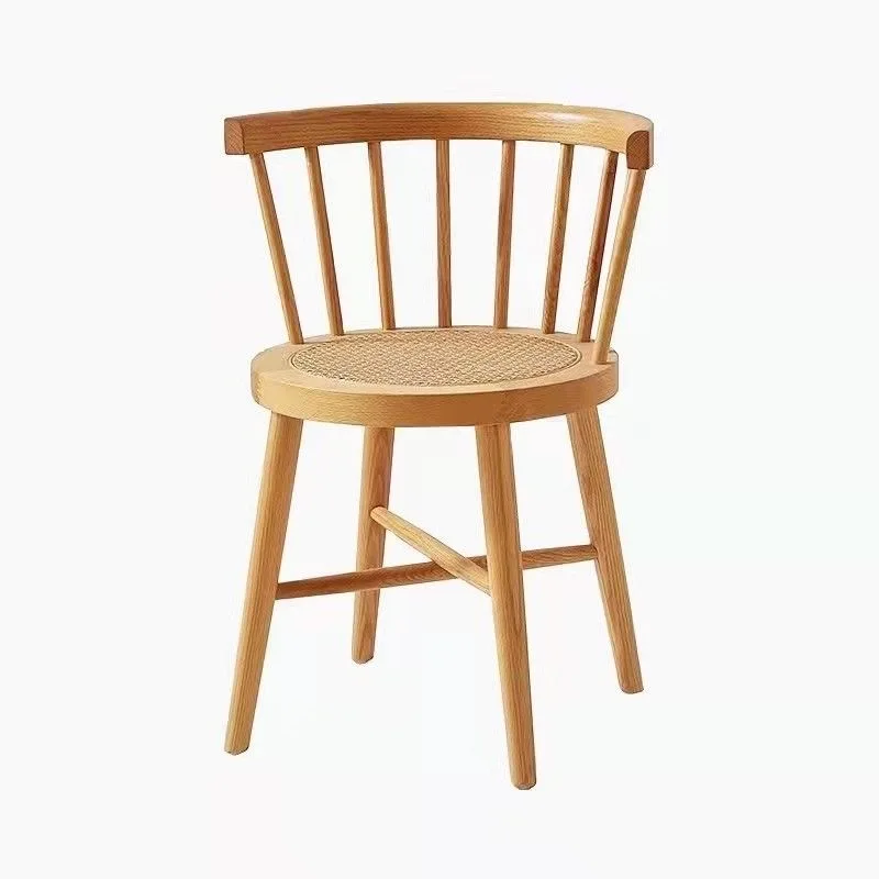 New Design Wholesale Solid Wood Rattan Windsor chair Wooden Dining Chairs Retro Leisure Chair for Home Office Department Hotel