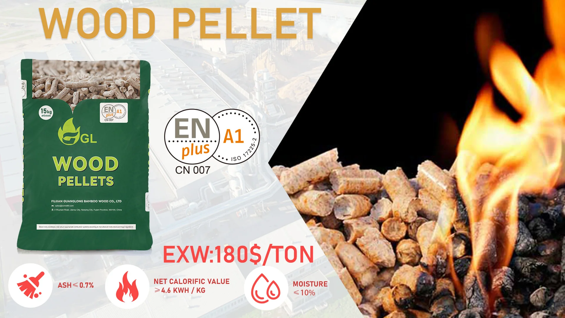 Enplus A1 Cn007 Wood Pellets Cheap Competitive Price High Efficiency