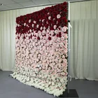Wedding Design LFB1494 Wedding Banquet Flower Wall Design Silk Roll Up Silk Flower Wall Backdrop