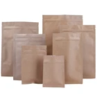 Kraft Paper Packing Bag Print Custom Logo Printed Kraft Paper Food Packaging Zip Lock Food Bags Resealable Paper Bag