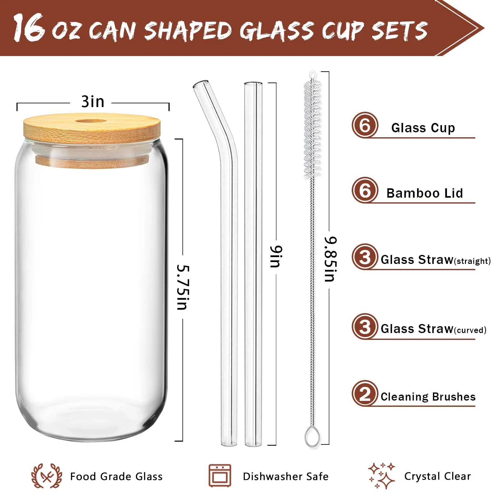 Top Selling Sellers 16OZ Sublimation Drinking Glass Iced Straw Tea Beer Boba Soda Can Tumbler Cup with Lid and Straw