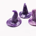 Gemstones Wholesale Crystal Gemstones Hand-Carved Purple Lepidolite Witch Hat For Halloween Gifts