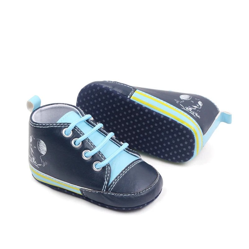 0-12 Months PU Leather Canvas Casual Baby Shoes Lace-up Toddler Shoes manufacture