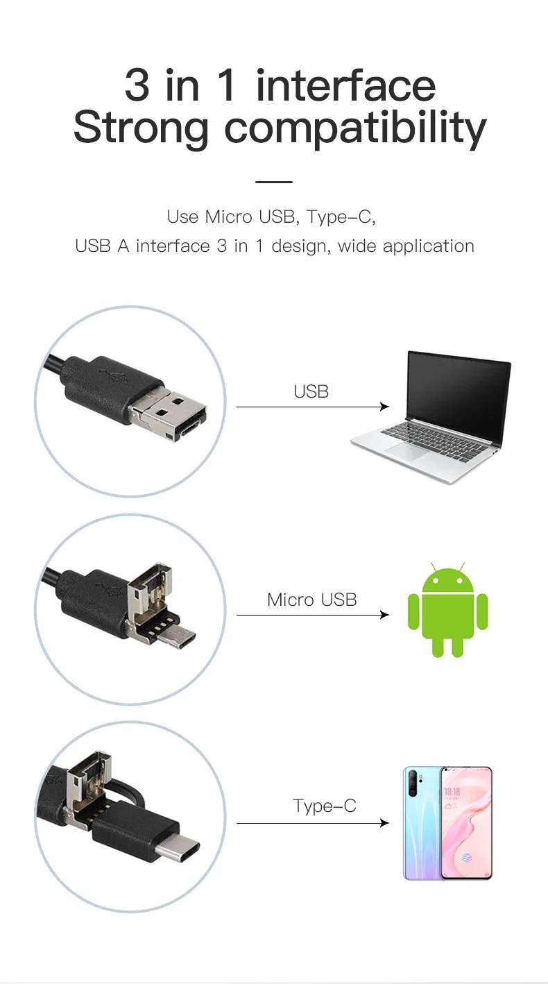 Inskam Y In Micro Usb Usb And Type C Mm M Hard Cable Portable