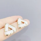 Earrings Gold Plated The Earring Classic Fashion Triangle Shell Women Brass Earrings With Real Gold Plated