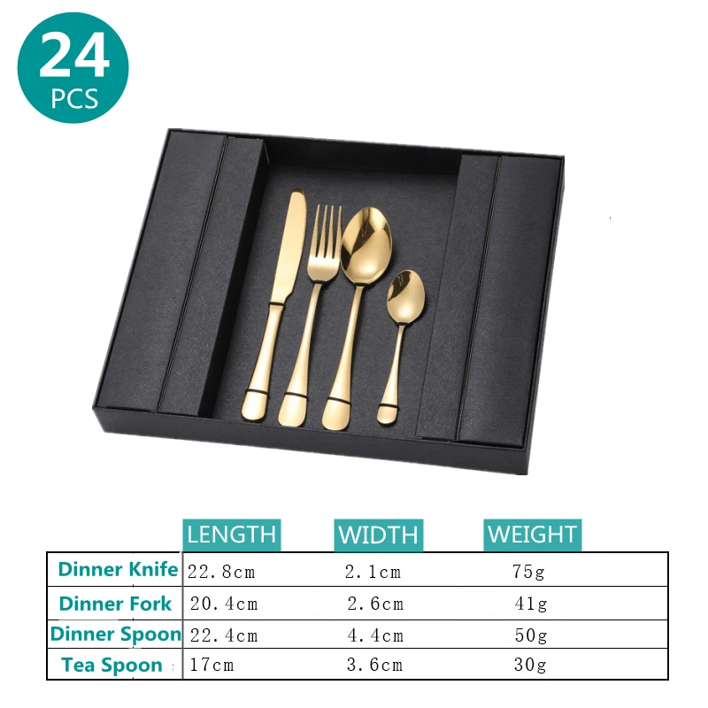 CLASSIC 24 PCS Stainless Steel Flatware Cutlery Set Wholesale Customized Party Gifts Tableware for Dinner
