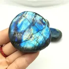 Natural Labradorite Wholesale Natural Flash Quartz Crystal Golden Purple Blue Labradorite Palm Stone