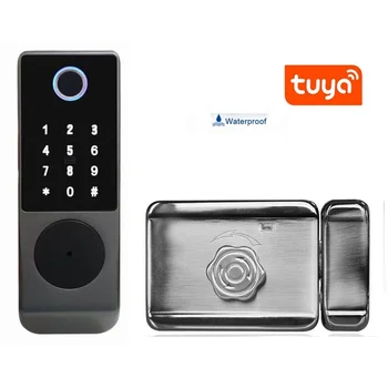 Enrique Tuya Outdoor waterproof aluminium doors Security APP Access Smart Keyless Fingerprint Smart Lock for Gate Door