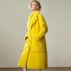 Coat 2021 Italy Style Teddy Design Women Oversize Long Warm 100% Real Sheep Lamb Fur Cashmere Coat