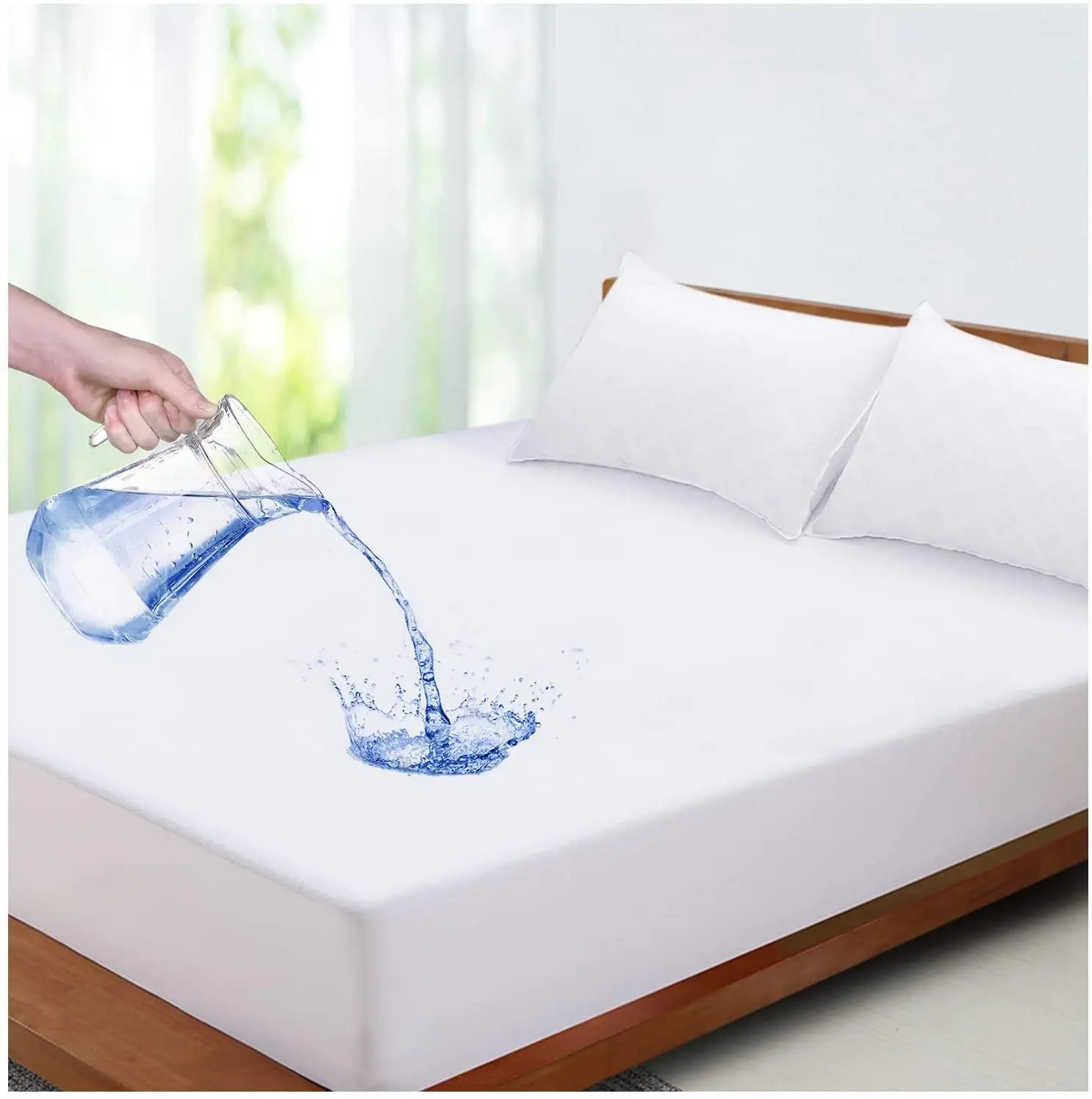 Queen Mattress Protector Fitted Cover Non-Vinyl Terry Cotton Waterproof 