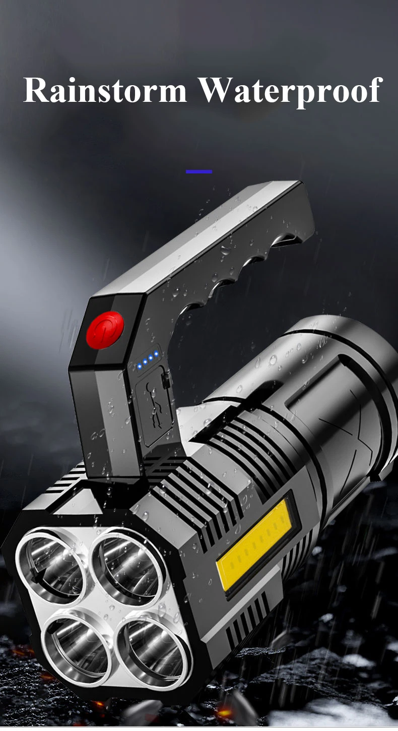 Высокомощные Светодиодные Фонарики С Четырьмя Головками,Мощный Фонарик ...