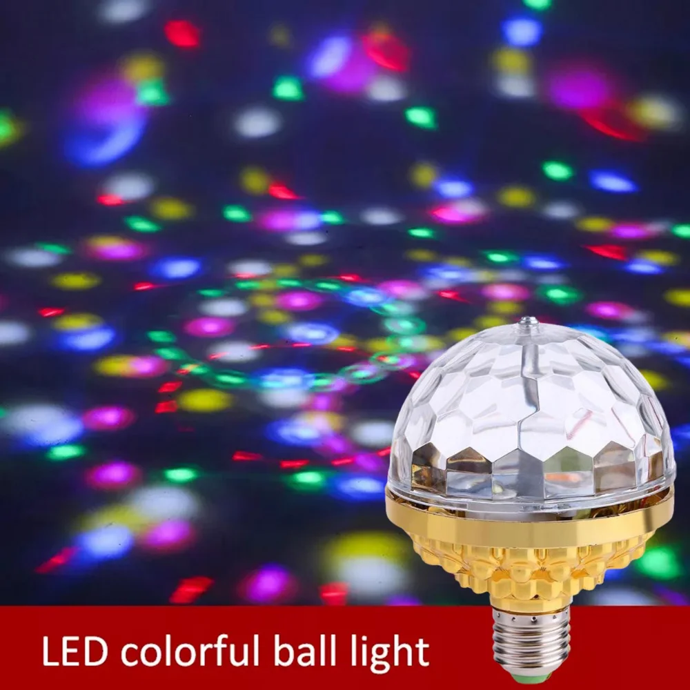 Gold Colorful Rotating Light Ball E27 Magical Lights Eu/uk/us Plug