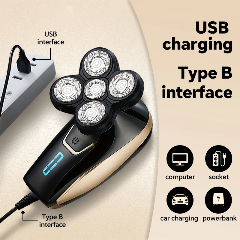 Five-Blade Stainless Steel Razor Electric Rotary Shaver with USB Charging for Face for Household RV Hotel Use details