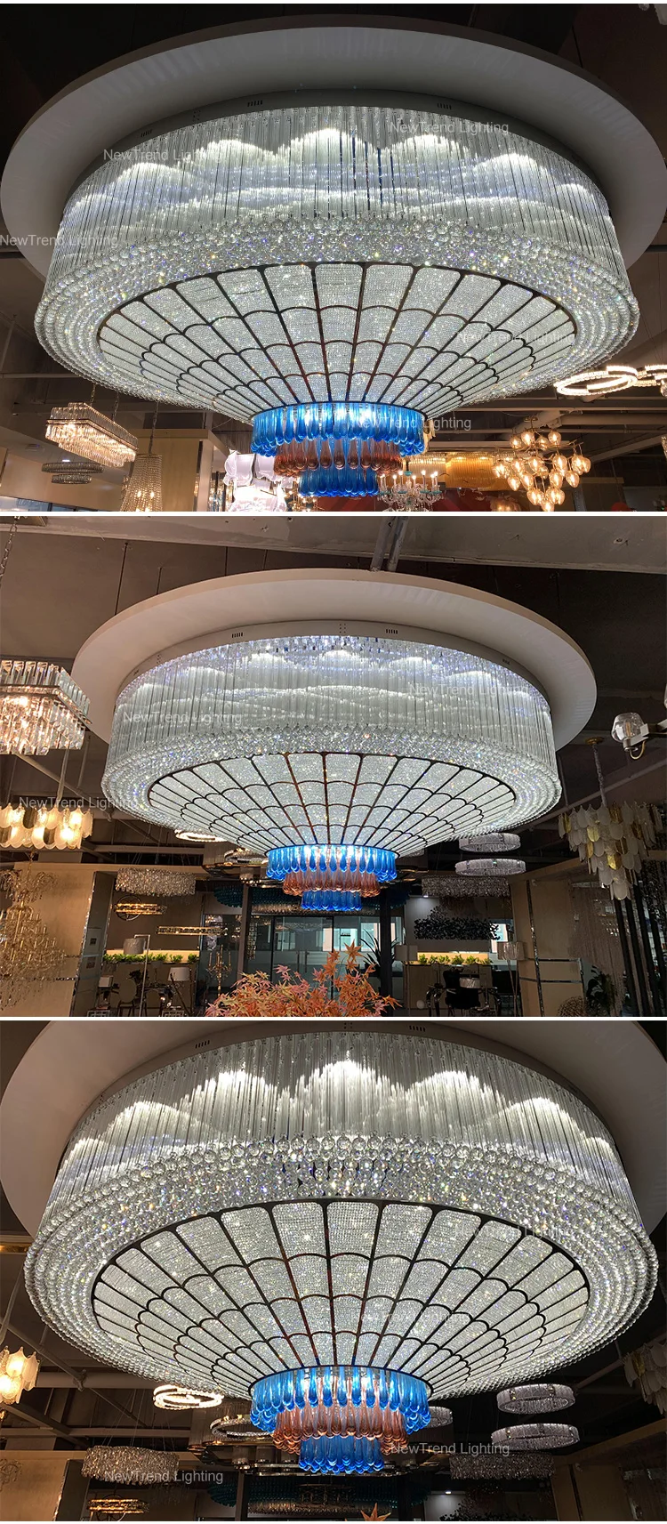 CPL-252 New Product Ceiling Light Custom Large Project Hotel Lobby Hall Villa Luxury LED Crystal Chandelier details