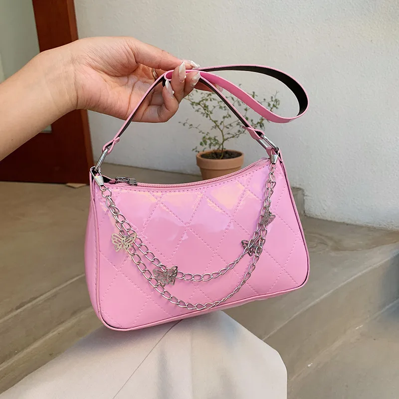 Underarm Mobile Phone Fashion Butterfly Chain Pu Leather Bags Women Handbags Ladies Shoulder