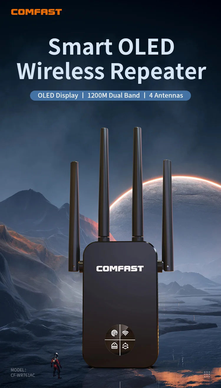 Comfast Oled Display Wifi Repeater Mbps Dual Band Wireless Signal