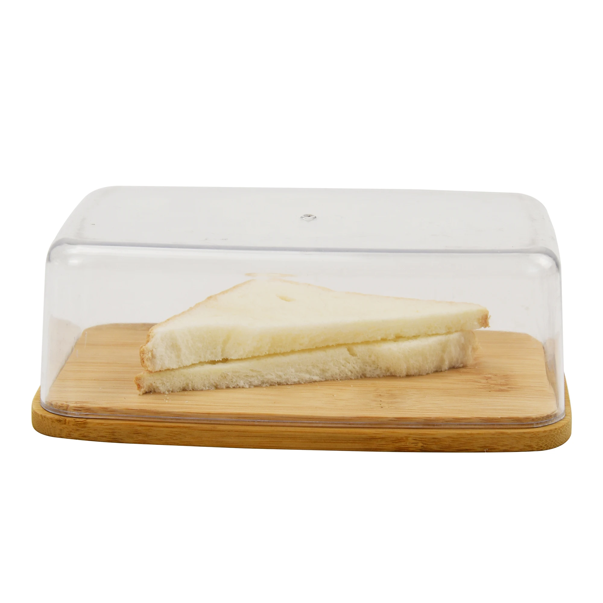 Natural Bamboo Wood Customizable Mini Antique Ceramic Bread Box With Bamboo Cutting Board Base With Lid For Kitchen Countertop