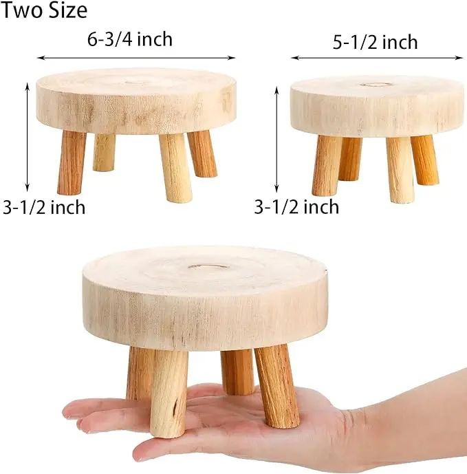 Mini Wooden Stool Display Stand Short Riser Stools Decorative Small