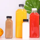 Beverage Bottle Juicer Hot Selling 32 OZ 16 OZ 12 OZ 8 OZ Clear Plastic Beverage Bottle Juicer Containers With Screw Lids