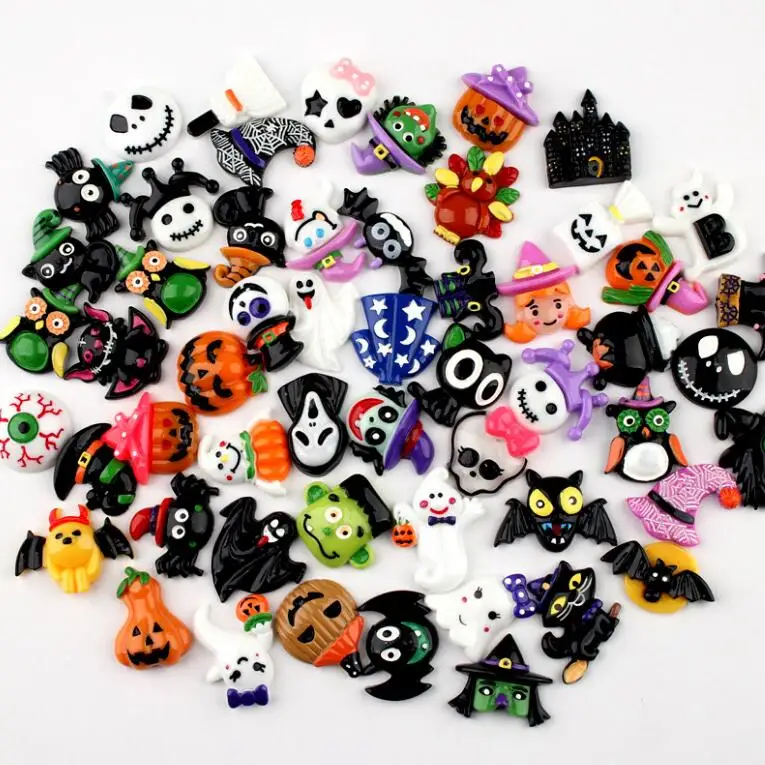 ZQX346 Kids Diy Crafts Epoxy Halloween Resin Charms Resin Charms Flatback For Slime Phone Decoration