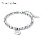 Bangle Custom Logo Charm Bracelet Titanium Steel Beaded Bracelet Women Bangle With Extender