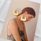 18k Earring Fashion Statement Thick Chunky 18K Real Gold Plating Stainless Steel Hoop Earring For Women