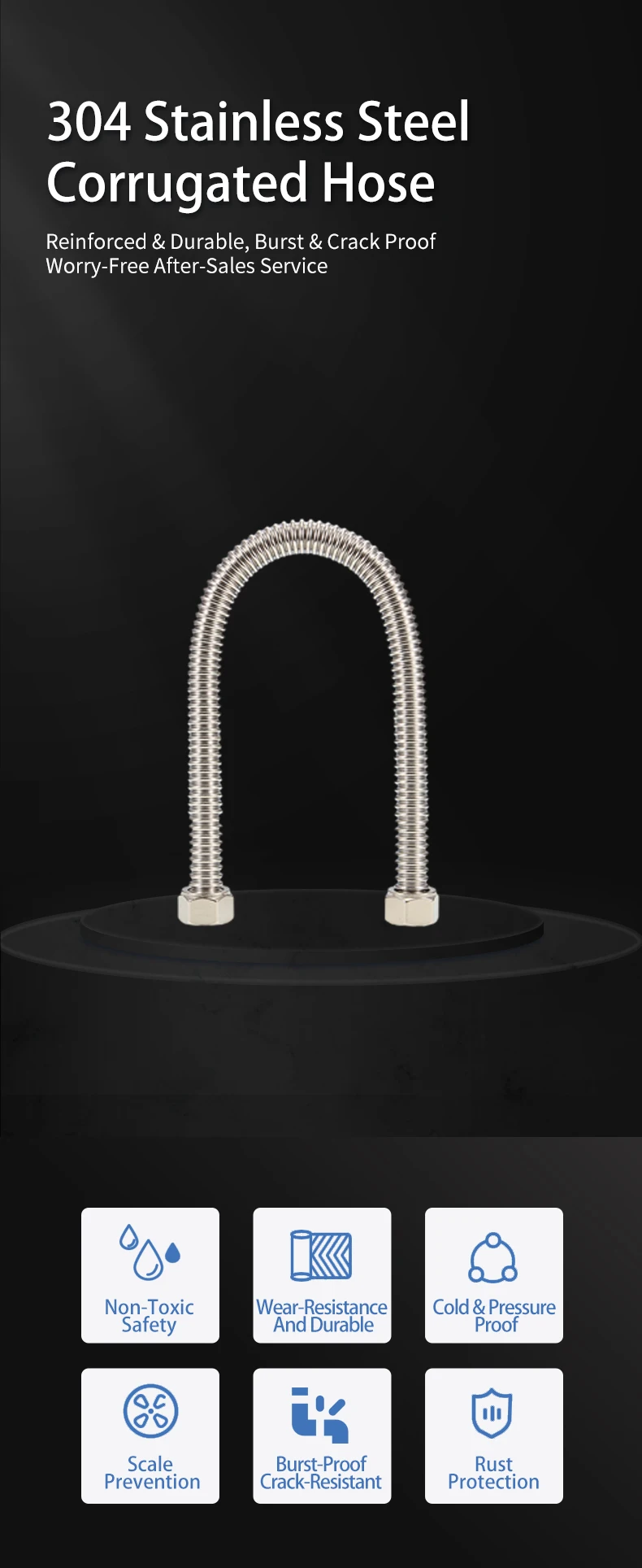 304 Stainless Steel Corrugated Hose Flexible Metal Pipe for Gas Water High Temperature Resistance Durable manufacture