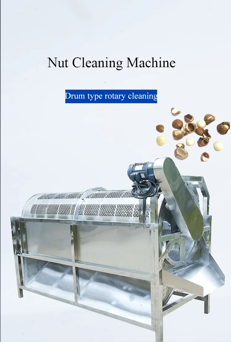 Drum Cashew Pistachio Nut Washing Cleaning Machine Macadamia Nuts Cleaning Machine details