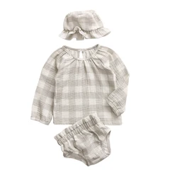 Hot Sale Newborn Baby Clothes Muslin Fabric Baby 3pcs Cotton Clothing Set