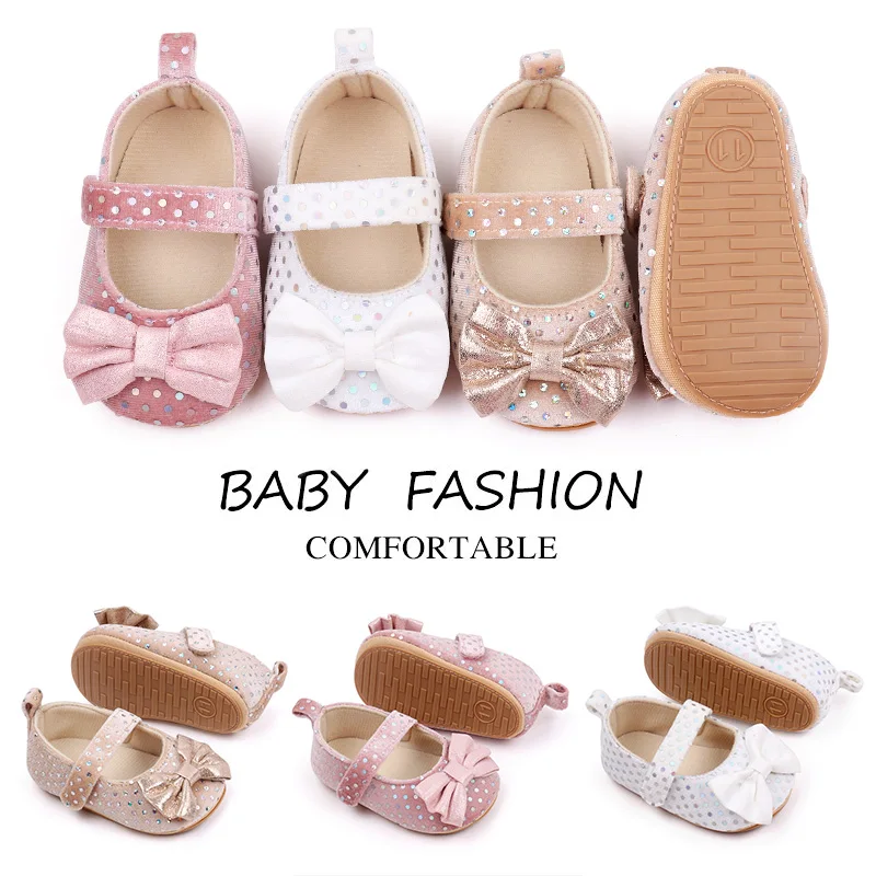 Spring and Summer Suede Polka-dot Bow Soft Soled Non-slip Baby Toddler Shoes for Girls manufacture