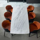Seats Table Italian Minimalist Design Slate 6 810 Seats Black Metal Legs Marble Top Event Dining Table