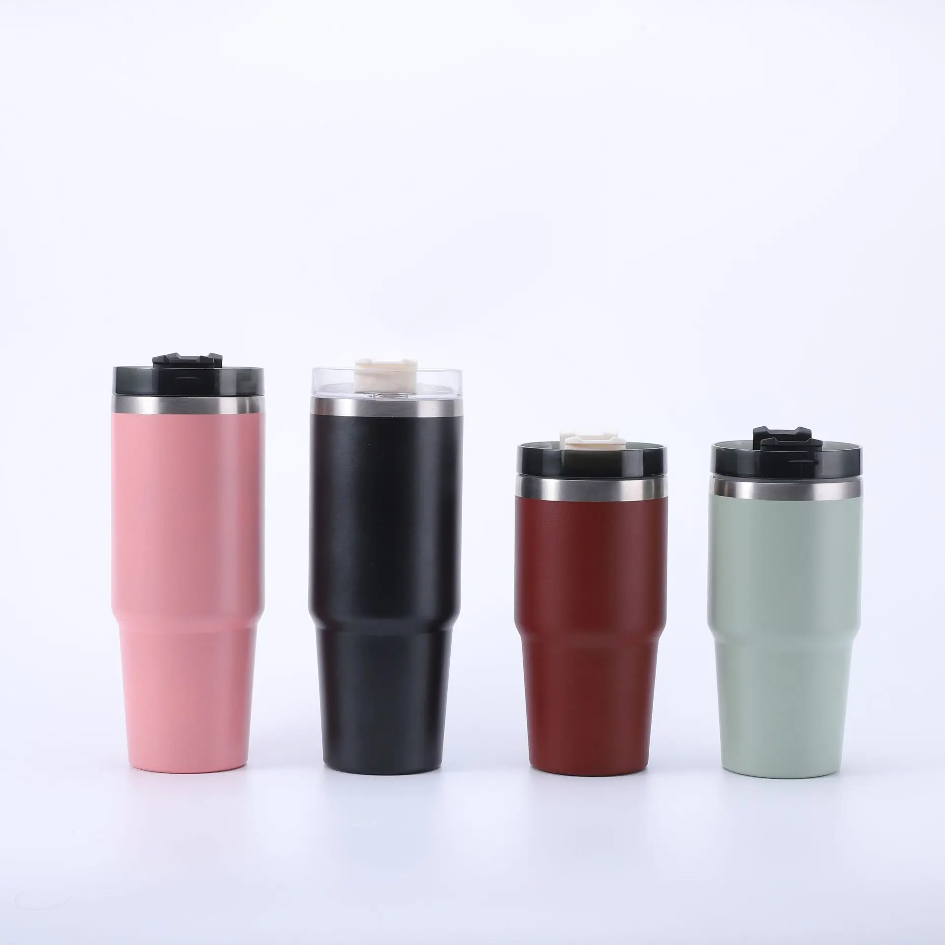 2 Lids 20Oz 30Oz Capacity Double Wall Thermo Tumbler Insulated Stainless Steel Water Bottles With Straw