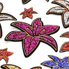 Back Sequin Iron-on Back Design Patch Hot Sell Sew On Back Round Border Flower Sequin Patch For Clothing
