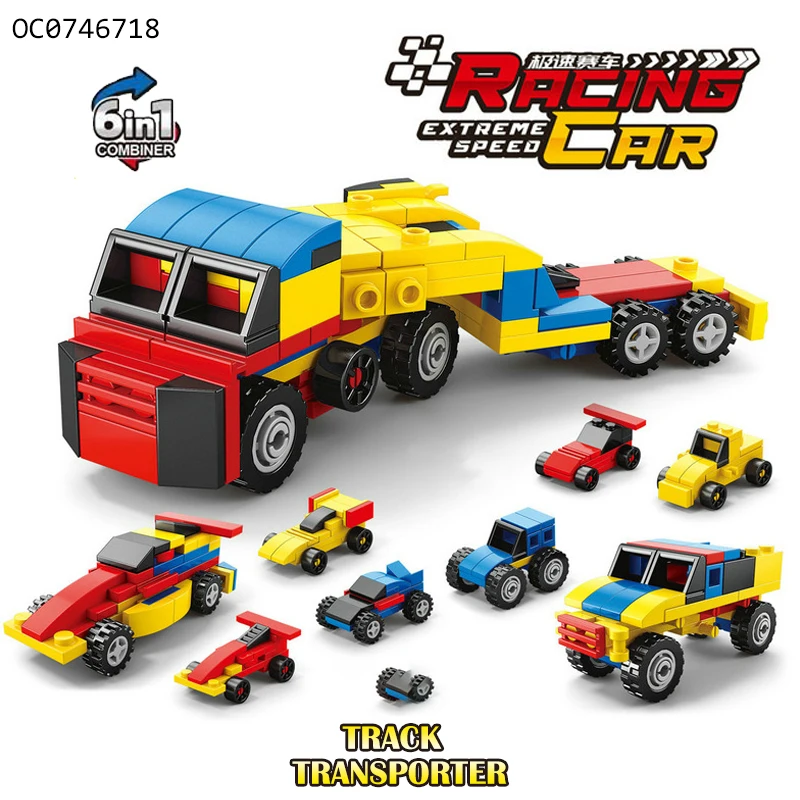 6in1 Transport truck shantou mini cartoon building block car set for kids