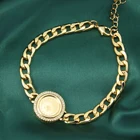 New Trendy Moissanite Cuban Bracelet Magnetic Copper Women Coin Charm Bracelet