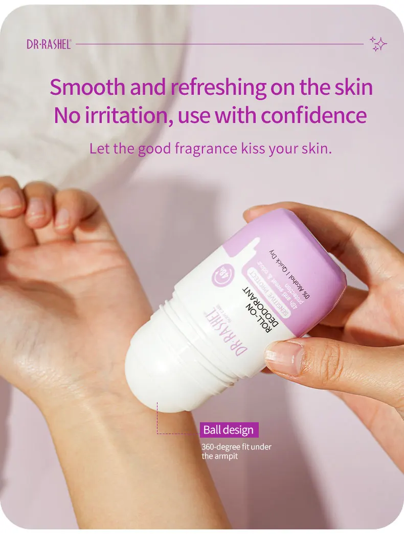 For DR RASHEL Vegan Roll-On Deodorant with Lasting Fragrance Protective Body Balm in Lavender Rose Coconut Scents